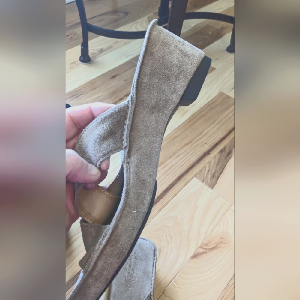 Patrick Cox Beige Suede Wedge Sandals Women's Size 10 - Picture 6 of 6